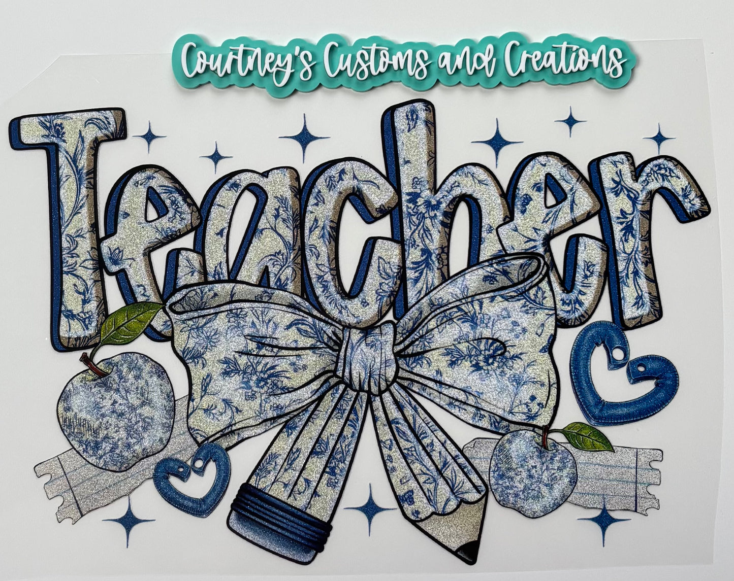 Blue Teacher Pencil (Glitter)