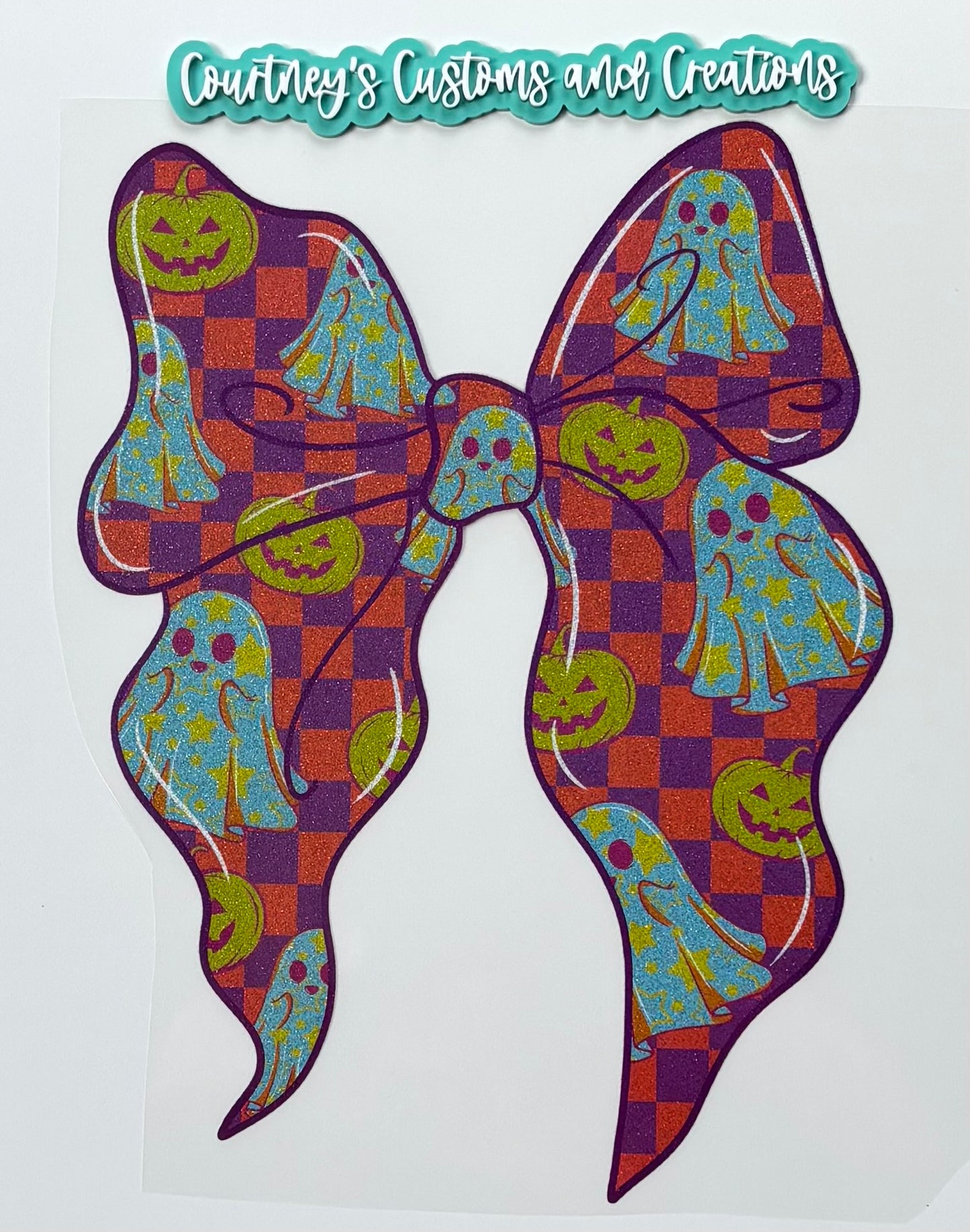 Ghost Checkered Bow (Glitter)