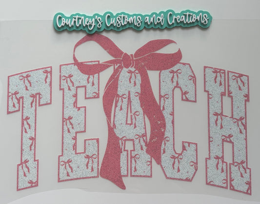 Pink Bow Teach (Glitter)