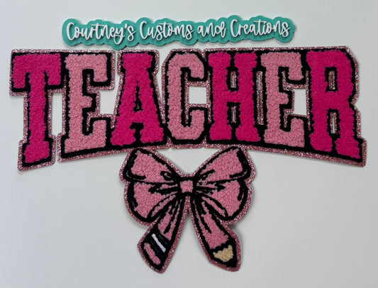 Teacher Pencil Bow Patch