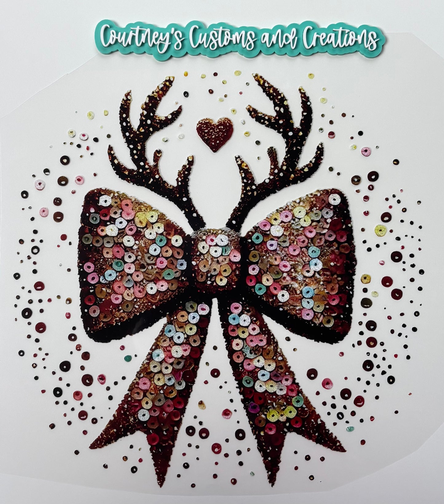 Sequin Reindeer Bow (Glitter)